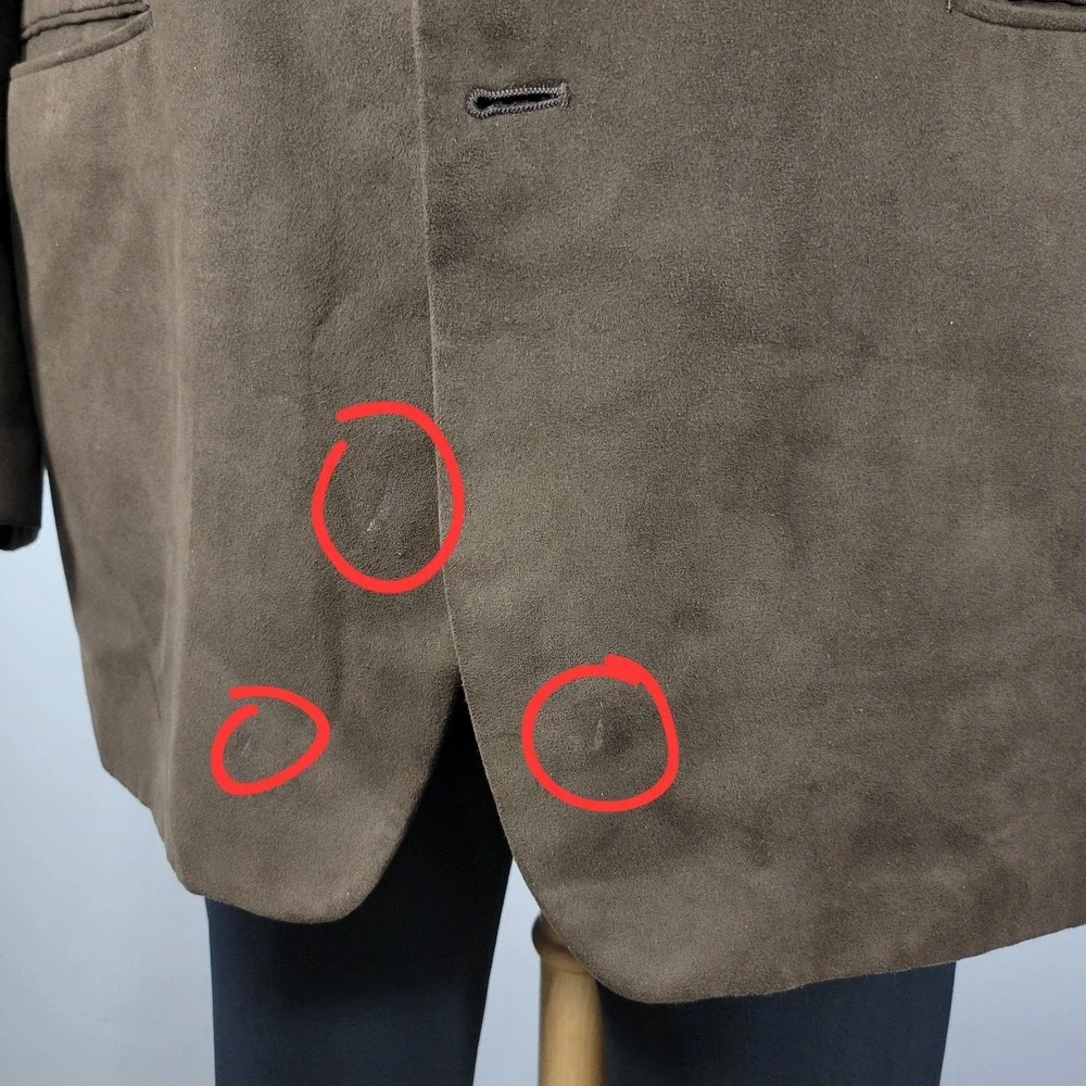 Chaps Men's Sport‎ Coat Blazer Three Button Brown Suede Polyester Size 46L